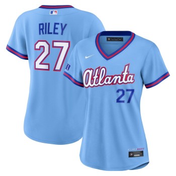Women's Atlanta Braves #27 Austin Riley Nike Powder Blue 2026 City Connect Stadium Jersey Women's Atlanta Braves #27 Austin Riley Nike Powder Blue 2026 City Connect Stadium Jersey