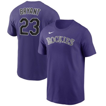 Men's Colorado Rockies #23 Kris Bryant Nike Purple Name & Number T-Shirt Men's Colorado Rockies #23 Kris Bryant Nike Purple Name & Number T-Shirt