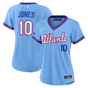 Women's Atlanta Braves #10 Chipper Jones Nike Powder Blue 2026 City Connect Stadium Jersey Women's Atlanta Braves #10 Chipper Jones Nike Powder Blue 2026 City Connect Stadium Jersey