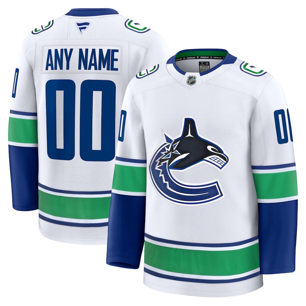 Youth Vancouver Canucks White Away Custom Jersey
