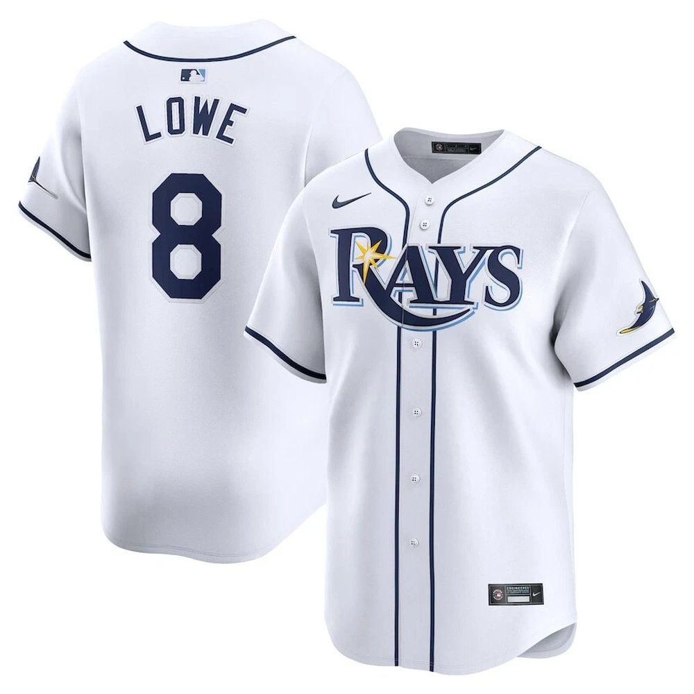 Men's Tampa Bay Rays #8 Brandon Lowe White Home Player Jersey Men's Tampa Bay Rays #8 Brandon Lowe White Home Player Jersey