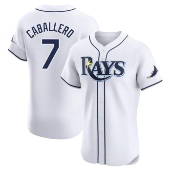 Men's Tampa Bay Rays #7 Jose Caballero White Home Elite Player Jersey Men's Tampa Bay Rays #7 Jose Caballero White Home Elite Player Jersey