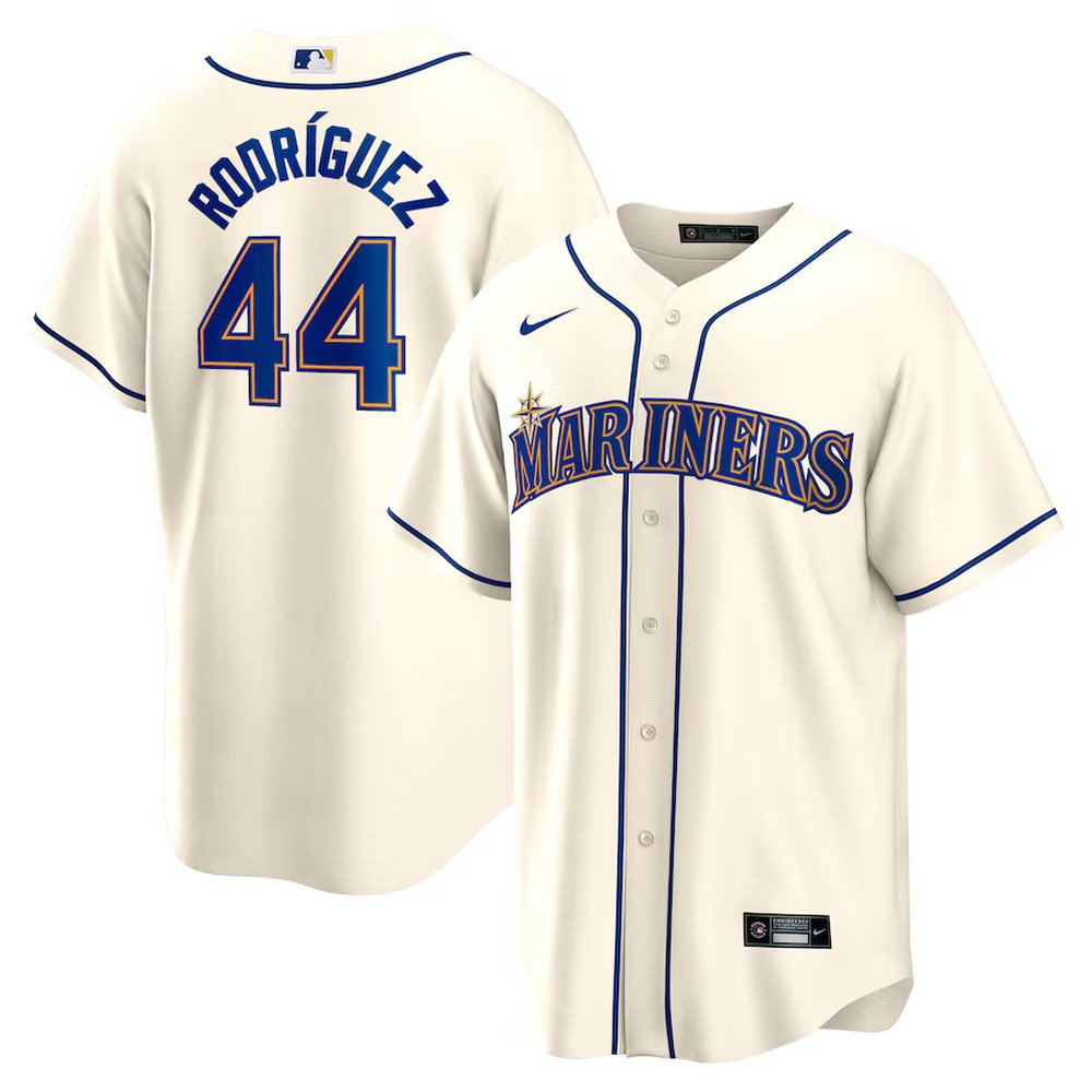 Men's Seattle Mariners #44 Julio Rodriguez Cream Official Replica Player Jersey Men's Seattle Mariners #44 Julio Rodriguez Cream Official Replica Player Jersey
