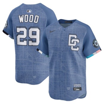 Men's Washington Nationals #29 James Wood Blue 2025 City Connect Limited Jersey Men's Washington Nationals #29 James Wood Blue 2025 City Connect Limited Jersey