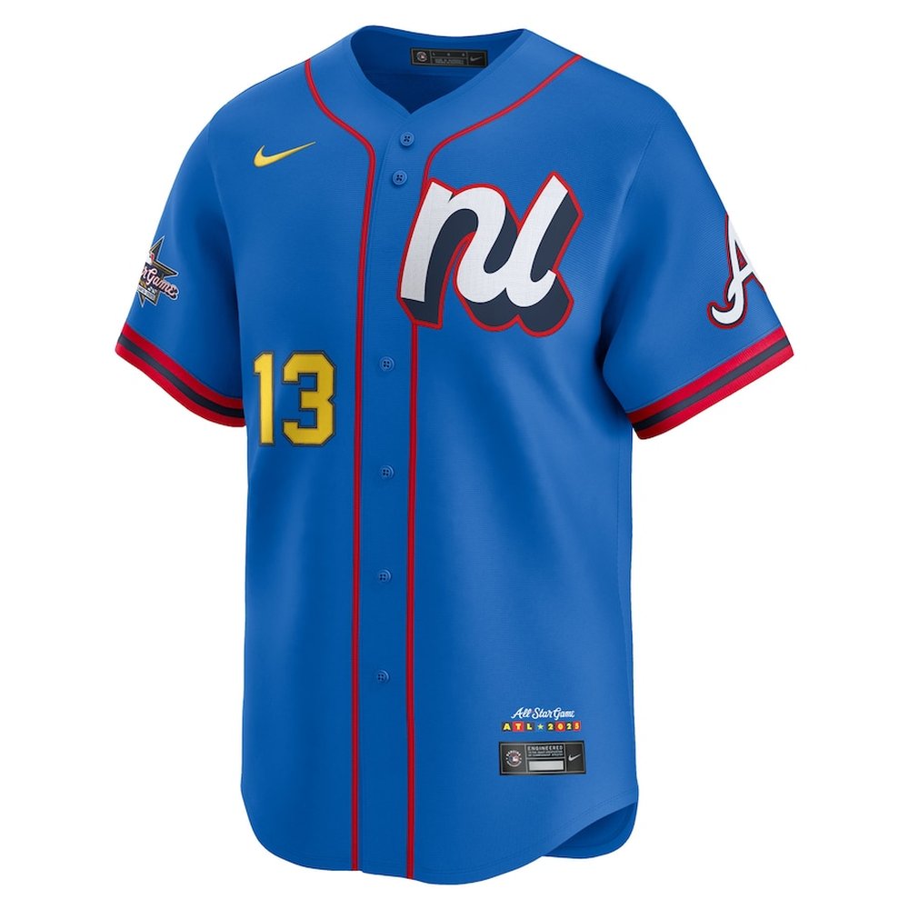 Youth National League #13 Ronald Acuna Jr. Nike Blue 2025 All-Star Edition Limited Player Jersey