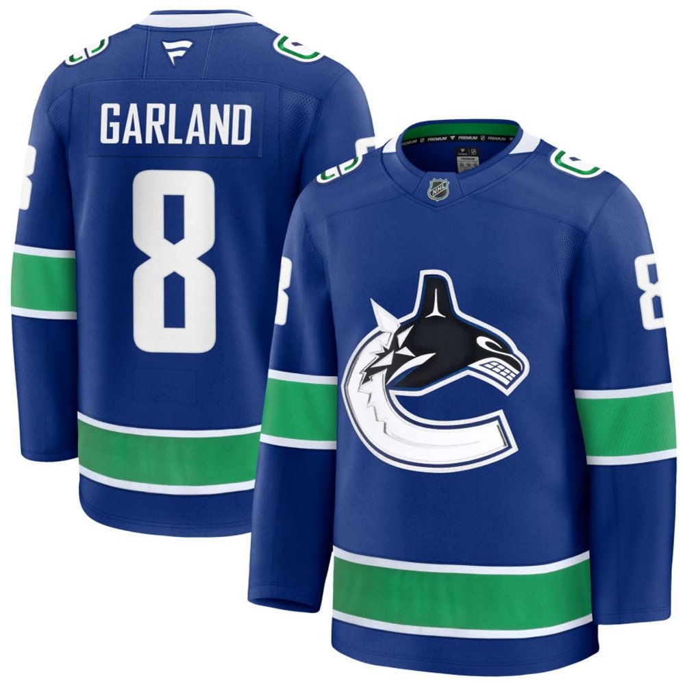 Men's Vancouver Canucks #8 Conor Garland Blue Home Premium Jersey