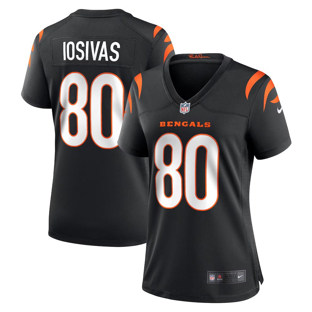 Women's Cincinnati Bengals #80 Andrei Iosivas Black Team Game Jersey Women's Cincinnati Bengals #80 Andrei Iosivas Black Team Game Jersey