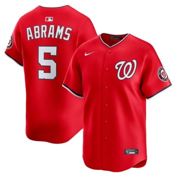 Men's Washington Nationals #5 CJ Abrams Red 2nd Alternate Limited Player Jersey Men's Washington Nationals #5 CJ Abrams Red 2nd Alternate Limited Player Jersey