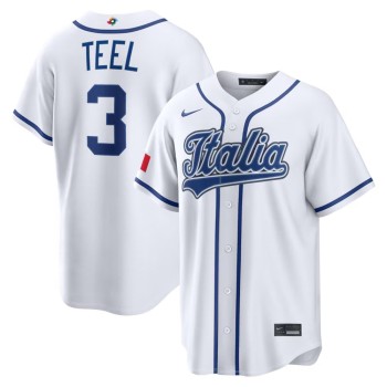 Men's Italy Baseball #3 Kyle Teel Nike White 2026 World Baseball Classic Home Stadium Jersey Men's Italy Baseball #3 Kyle Teel Nike White 2026 World Baseball Classic Home Stadium Jersey