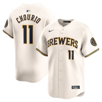 Men's Milwaukee Brewers #11 Jackson Chourio Nike Cream Home Limited Player Jersey Men's Milwaukee Brewers #11 Jackson Chourio Nike Cream Home Limited Player Jersey