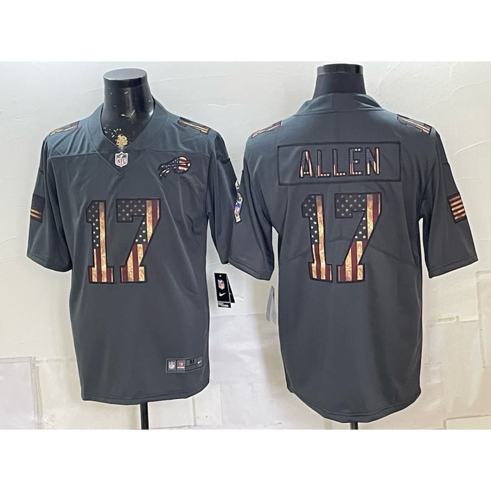Youth Buffalo Bills #17 Josh Allen Grey USA Flag Vapor Limited Jersey Youth Buffalo Bills #17 Josh Allen Grey USA Flag Vapor Limited Jersey
