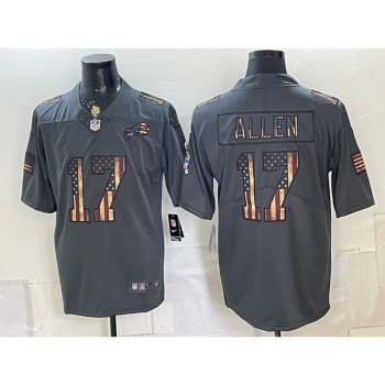 Men's Buffalo Bills #17 Josh Allen Grey USA Flag Vapor Limited Jersey