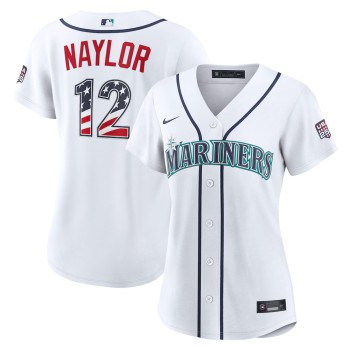 Women's Seattle Mariners #12 Josh Naylor Nike White USA 250 Fourth of July Home Stadium Jersey Women's Seattle Mariners #12 Josh Naylor Nike White USA 250 Fourth of July Home Stadium Jersey
