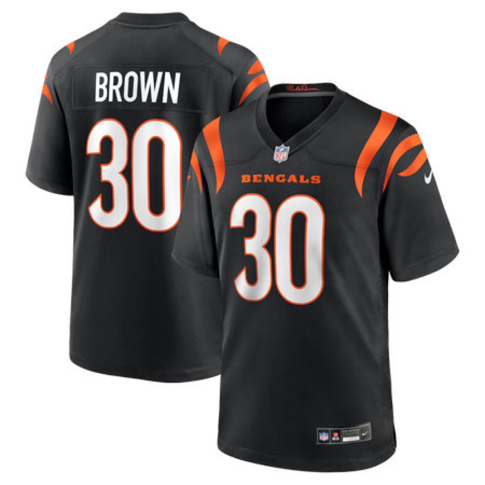 Men's Cincinnati Bengals #30 Chase Brown Nike Black Team Game Jersey Men's Cincinnati Bengals #30 Chase Brown Nike Black Team Game Jersey