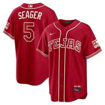 Men's Texas Rangers #5 Corey Seager Red 2026 City Connect Stitched Jersey Men's Texas Rangers #5 Corey Seager Red 2026 City Connect Stitched Jersey