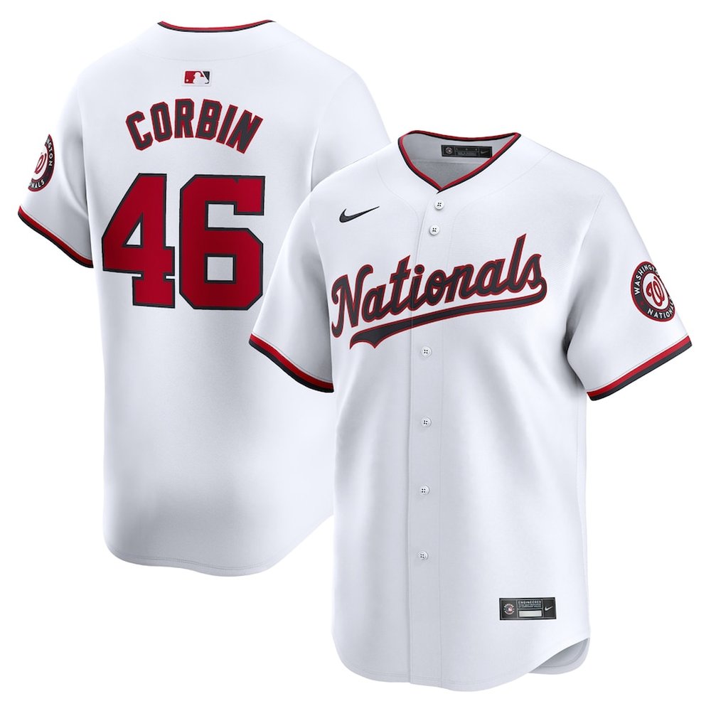Men's Washington Nationals #46 Patrick Corbin White Home Limited Player Jersey Men's Washington Nationals #46 Patrick Corbin White Home Limited Player Jersey