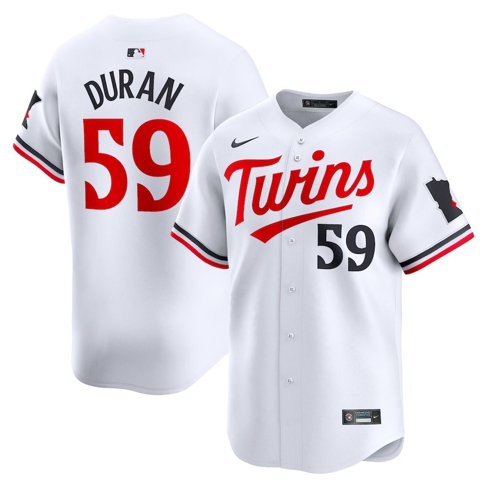 Men's Minnesota Twins #59 Jhoan Duran White Home Limited Player Jersey Men's Minnesota Twins #59 Jhoan Duran White Home Limited Player Jersey