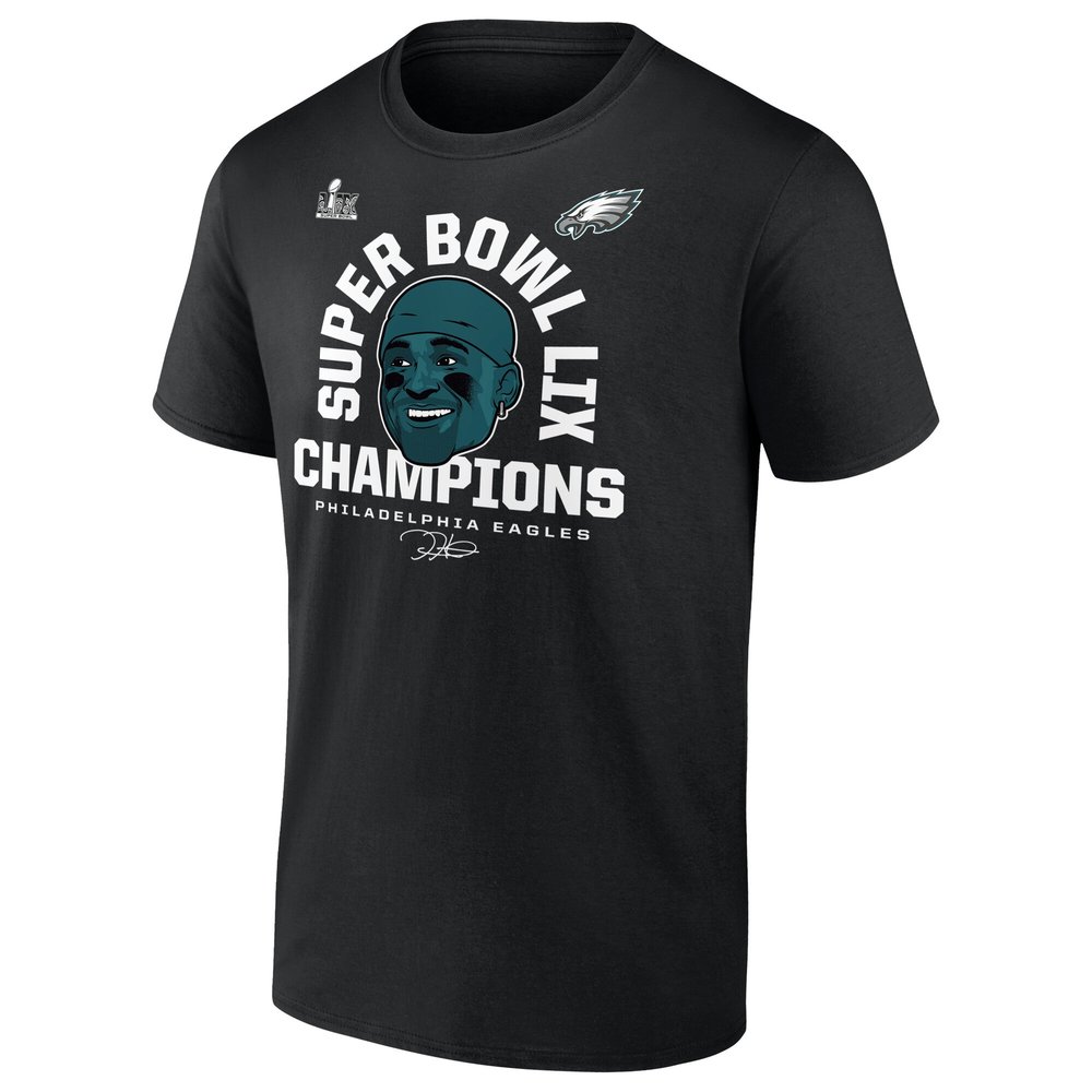 Men's Philadelphia Eagles #1 Jalen Hurts Black Super Bowl LIX Champions T-Shirt Men's Philadelphia Eagles #1 Jalen Hurts Black Super Bowl LIX Champions T-Shirt