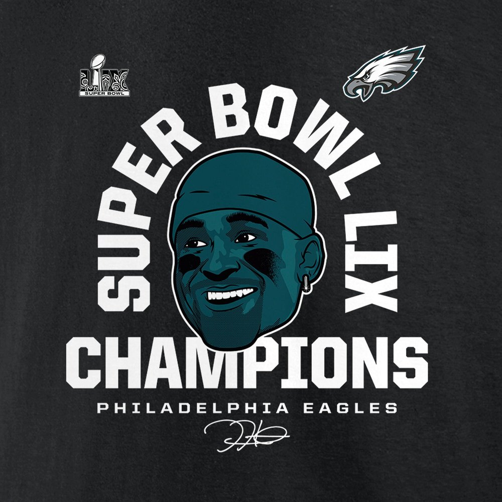 Men's Philadelphia Eagles #1 Jalen Hurts Black Super Bowl LIX Champions T-Shirt Men's Philadelphia Eagles #1 Jalen Hurts Black Super Bowl LIX Champions T-Shirt