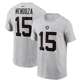 Men's Las Vegas Raiders #15 Fernando Mendoza Heather Gray Name & Number T-Shirt Men's Las Vegas Raiders #15 Fernando Mendoza Heather Gray Name & Number T-Shirt