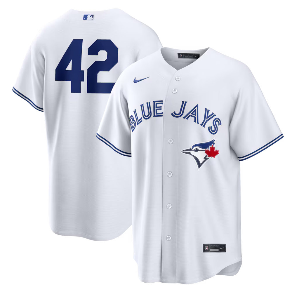 Men's Toronto Blue Jays #42 Jackie Robinson Nike White Home 2026 Jackie Robinson Day Replica Jersey Men's Toronto Blue Jays #42 Jackie Robinson Nike White Home 2026 Jackie Robinson Day Replica Jersey