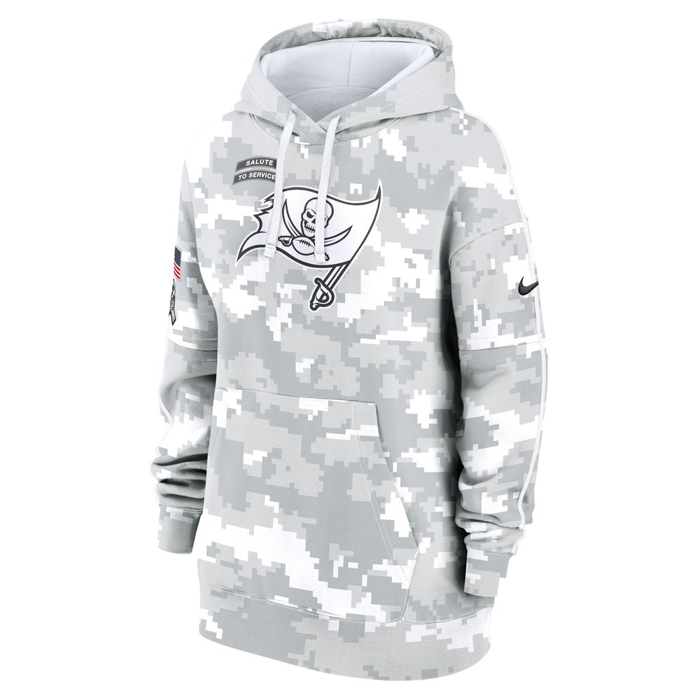 Women's Tampa Bay Buccaneers Arctic Camo 2024 Salute To Service Club Fleece Pullover Hoodie Women's Tampa Bay Buccaneers Arctic Camo 2024 Salute To Service Club Fleece Pullover Hoodie