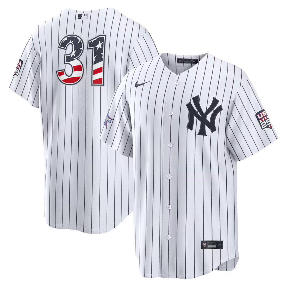 Men's New York Yankees #31 Cam Schlittler Nike White 2026 All-Star Edition Stars & Stripes Stadium Jersey Men's New York Yankees #31 Cam Schlittler Nike White 2026 All-Star Edition Stars & Stripes Stadium Jersey