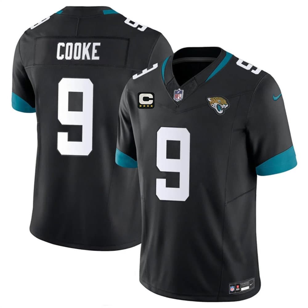 Men's Jacksonville Jaguars #9 Logan Cooke Black 2026 4-Star C Patch Vapor F.U.S.E. Limited Jersey Men's Jacksonville Jaguars #9 Logan Cooke Black 2026 4-Star C Patch Vapor F.U.S.E. Limited Jersey