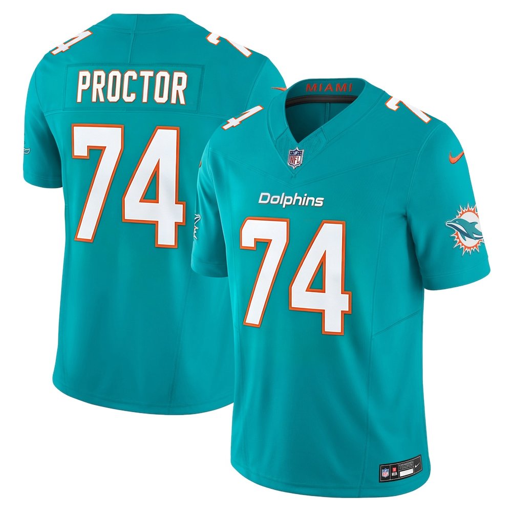 Youth Miami Dolphins #74 Kadyn Proctor Aqua 2026 NFL Draft Vapor F.U.S.E. Limited Jersey Youth Miami Dolphins #74 Kadyn Proctor Aqua 2026 NFL Draft Vapor F.U.S.E. Limited Jersey