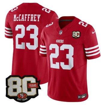 Men's San Francisco 49ers #23 Christian McCaffrey Red 80 Anniversary Vapor F.U.S.E. Limited Jersey