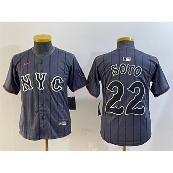 Youth New York Mets #22 Juan Soto Graphite 2024 City Connect Limited Stitched Baseball Jersey Youth New York Mets #22 Juan Soto Graphite 2024 City Connect Limited Stitched Baseball Jersey