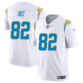 Youth Los Angeles Chargers #82 Brenden Rice White 2024 Draft Vapor Limited Stitched Football Jersey Youth Los Angeles Chargers #82 Brenden Rice White 2024 Draft Vapor Limited Stitched Football Jersey