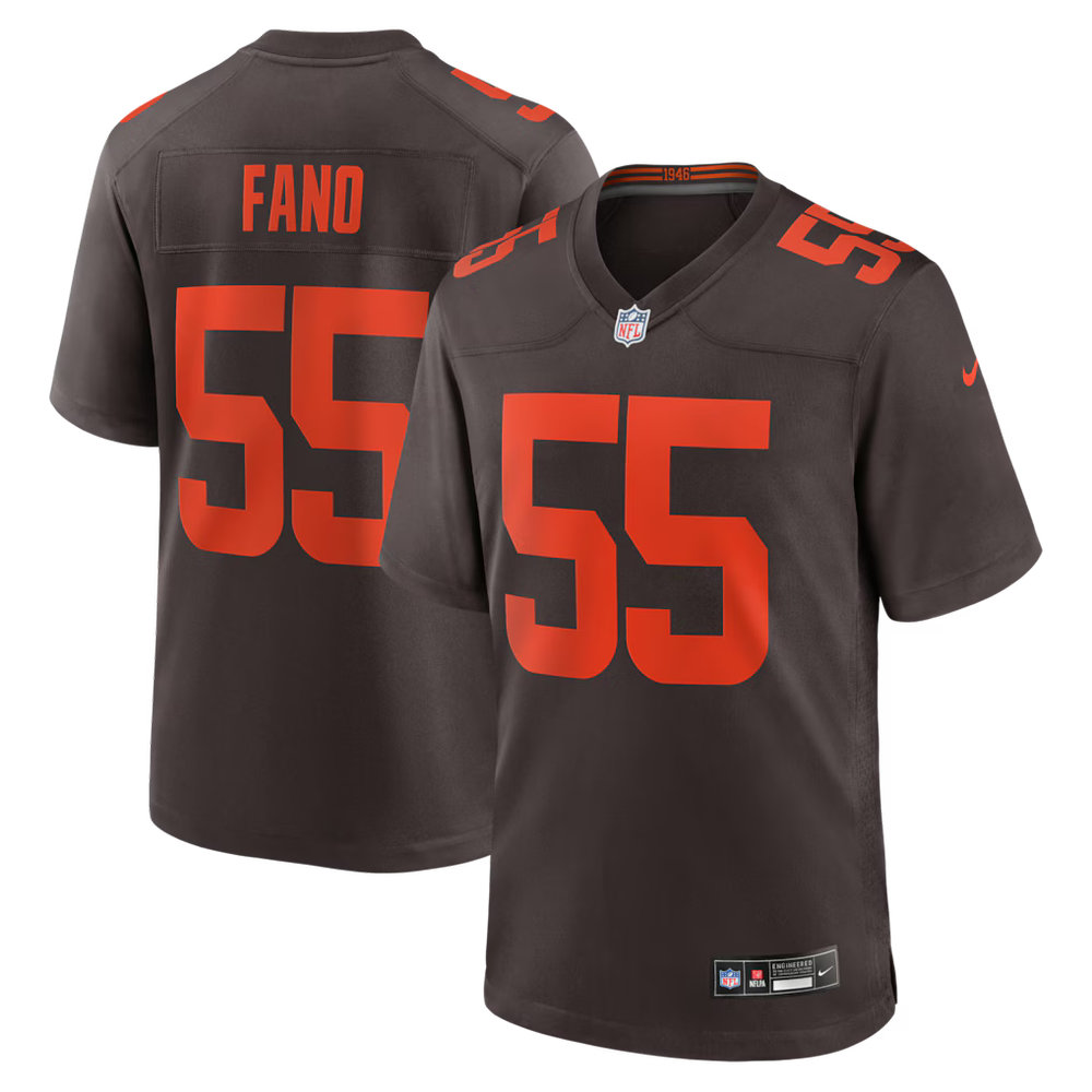 Men's Cleveland Browns #55 Spencer Fano Brown 2026 NFL Draft Game Jersey Men's Cleveland Browns #55 Spencer Fano Brown 2026 NFL Draft Game Jersey