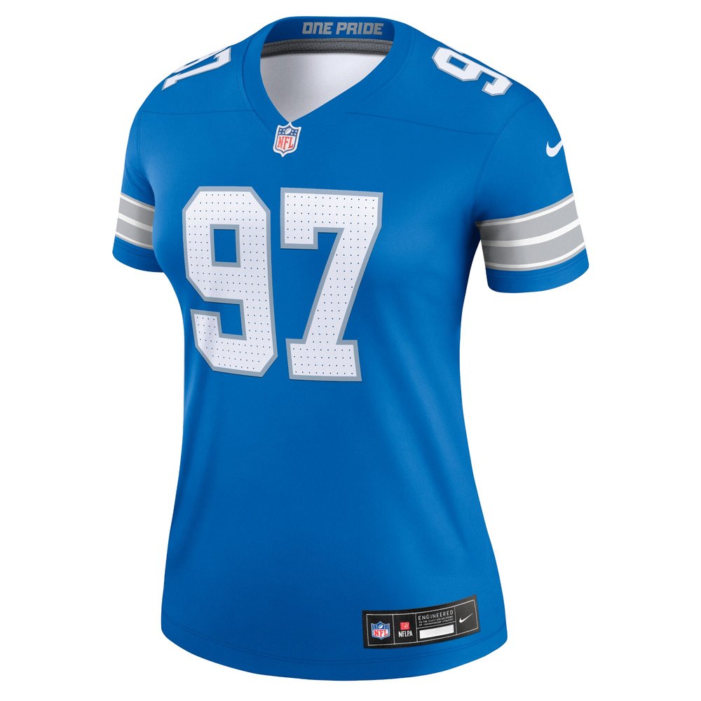Women's Detroit Lions #97 Aidan Hutchinson Blue Legend Jersey