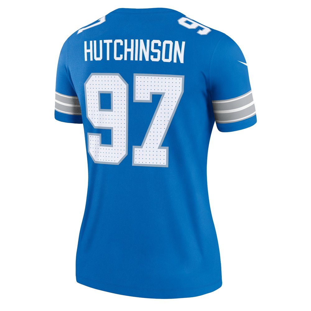 Women's Detroit Lions #97 Aidan Hutchinson Blue Legend Jersey