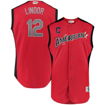 American League #12 Francisco Lindor Red 2019 MLB All-Star Game Workout Jersey American League #12 Francisco Lindor Red 2019 MLB All-Star Game Workout Jersey