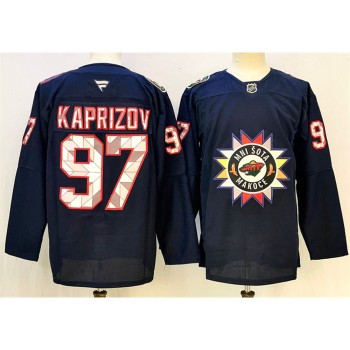 Men's Minnesota Wild #97 Kirill Kaprizov Navy 2024-25 Stitched Hockey Premium Jersey Men's Minnesota Wild #97 Kirill Kaprizov Navy 2024-25 Stitched Hockey Premium Jersey