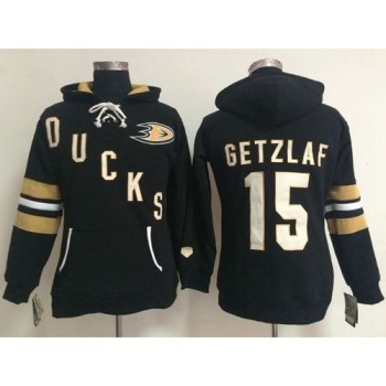 Anaheim Ducks #15 Ryan Getzlaf Black Women's Old Time Heidi NHL Hoodie Anaheim Ducks #15 Ryan Getzlaf Black Women's Old Time Heidi NHL Hoodie