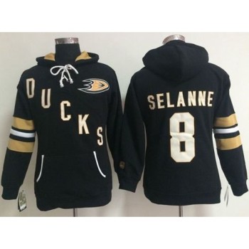 Anaheim Ducks #8 Teemu Selanne Black Women's Old Time Heidi NHL Hoodie Anaheim Ducks #8 Teemu Selanne Black Women's Old Time Heidi NHL Hoodie