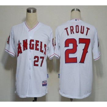 Angels of Anaheim #27 Mike Trout White Cool Base Stitched MLB Jersey