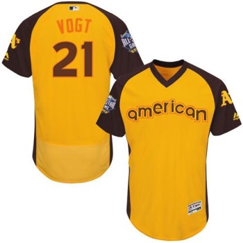 Athletics #21 Stephen Vogt Gold Flexbase Authentic Collection 2016 All-Star American League Stitched MLB Jersey Athletics #21 Stephen Vogt Gold Flexbase Authentic Collection 2016 All-Star American League Stitched MLB Jersey