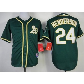 Athletics #24 Rickey Henderson Green Cool Base Stitched MLB Jersey Athletics #24 Rickey Henderson Green Cool Base Stitched MLB Jersey