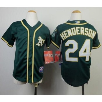 Athletics #24 Rickey Henderson Green Cool Base Stitched Youth MLB Jersey Athletics #24 Rickey Henderson Green Cool Base Stitched Youth MLB Jersey