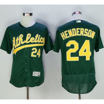 Athletics #24 Rickey Henderson Green Flexbase Authentic Collection Cooperstown Stitched MLB Jersey Athletics #24 Rickey Henderson Green Flexbase Authentic Collection Cooperstown Stitched MLB Jersey