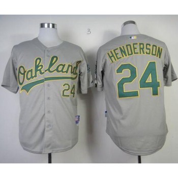 Athletics #24 Rickey Henderson Grey Cool Base Stitched MLB Jersey Athletics #24 Rickey Henderson Grey Cool Base Stitched MLB Jersey
