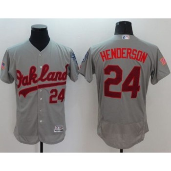 Athletics #24 Rickey Henderson Grey Fashion Stars & Stripes Flexbase Authentic Stitched MLB Jersey Athletics #24 Rickey Henderson Grey Fashion Stars & Stripes Flexbase Authentic Stitched MLB Jersey