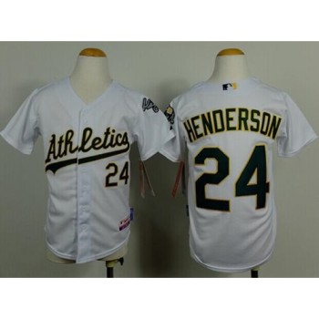 Athletics #24 Rickey Henderson White Cool Base Stitched Youth MLB Jersey Athletics #24 Rickey Henderson White Cool Base Stitched Youth MLB Jersey