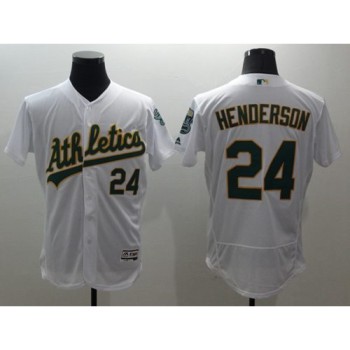 Athletics #24 Rickey Henderson White Flexbase Authentic Collection Stitched MLB Jersey Athletics #24 Rickey Henderson White Flexbase Authentic Collection Stitched MLB Jersey