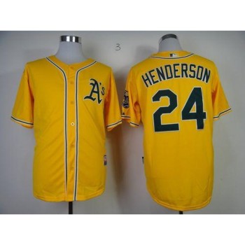 Athletics #24 Rickey Henderson Yellow Cool Base Stitched MLB Jersey Athletics #24 Rickey Henderson Yellow Cool Base Stitched MLB Jersey