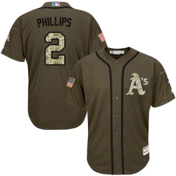 Athletics #2 Tony Phillips Green Salute to Service Stitched Youth MLB Jersey Athletics #2 Tony Phillips Green Salute to Service Stitched Youth MLB Jersey